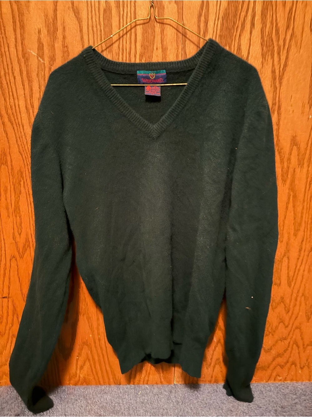 Men’s Woodward Vintage Green Sweater. Made in Hong Kong